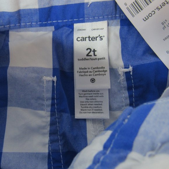 Carter's Girls Checkerboard Pattern Shorts Size 2T - Picture 3 of 3